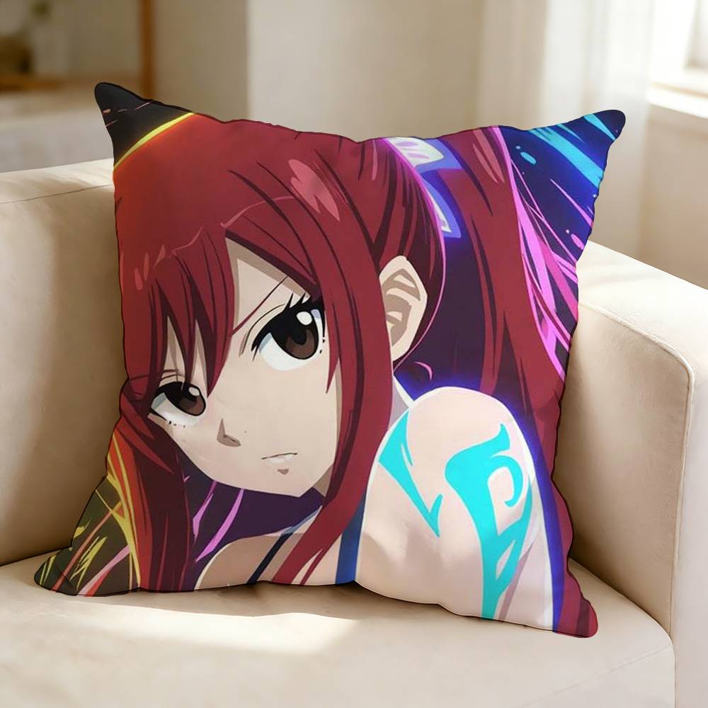 Adventure Anime F-Fairy T-Tail  Square Double-Sided printed Pillow Case Bedroom Bedside Pillow Sofa Cushion Cover