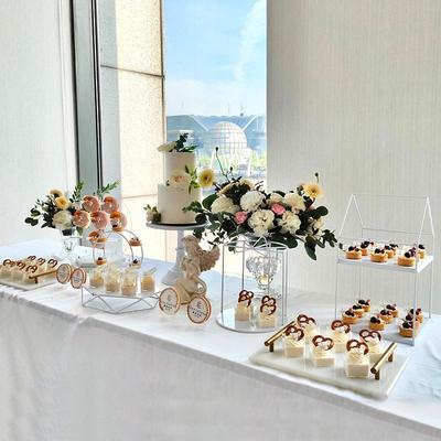 Wrought Iron Cake Stand: White Dessert Table Centerpiece for Weddings and Buffets