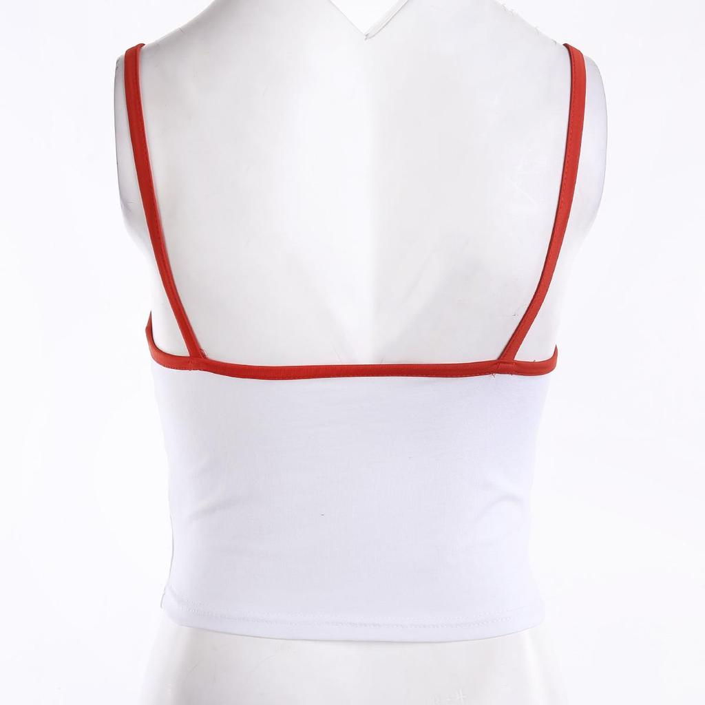 FASHION Women Sleeveless Camisole Cartoon Letter Demon Print Summer Short Elastic Soft Vest