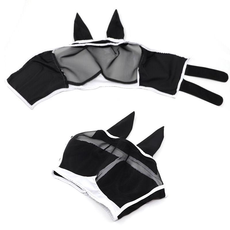 Mască de cal în aer liber Mască de mușcă din plasă de cai cu mască respirabilă pentru ureche Mască detașabilă pentru cal