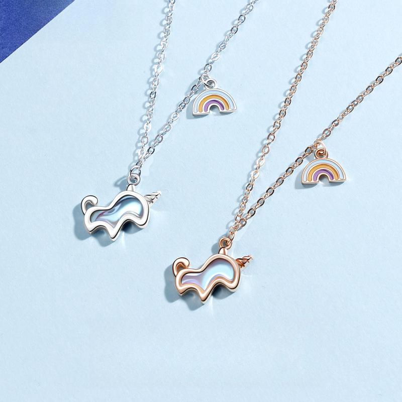 Rainbow Unicorn Necklace Women's Versatile Light Luxury Niche Design High-end Accessories