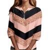 Women's T Shirt Tee Print Button 3/4 Sleeve Daily Weekend Fashion Basic V- Neck Regular Top