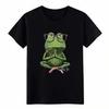 Cartoon Yoga Frog Soft Vintage T-Shirt,Funny Animal Casual Cotton Graphic Tee