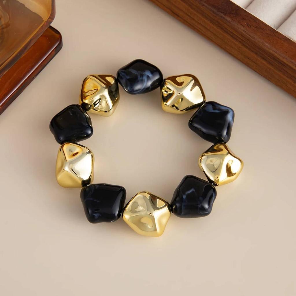 Salircon Boho Resin Acrylic Metal Beaded Necklaces Bracelets Set for Women Vintage Elegant Clavicle Choker Party Jewelry Gifts