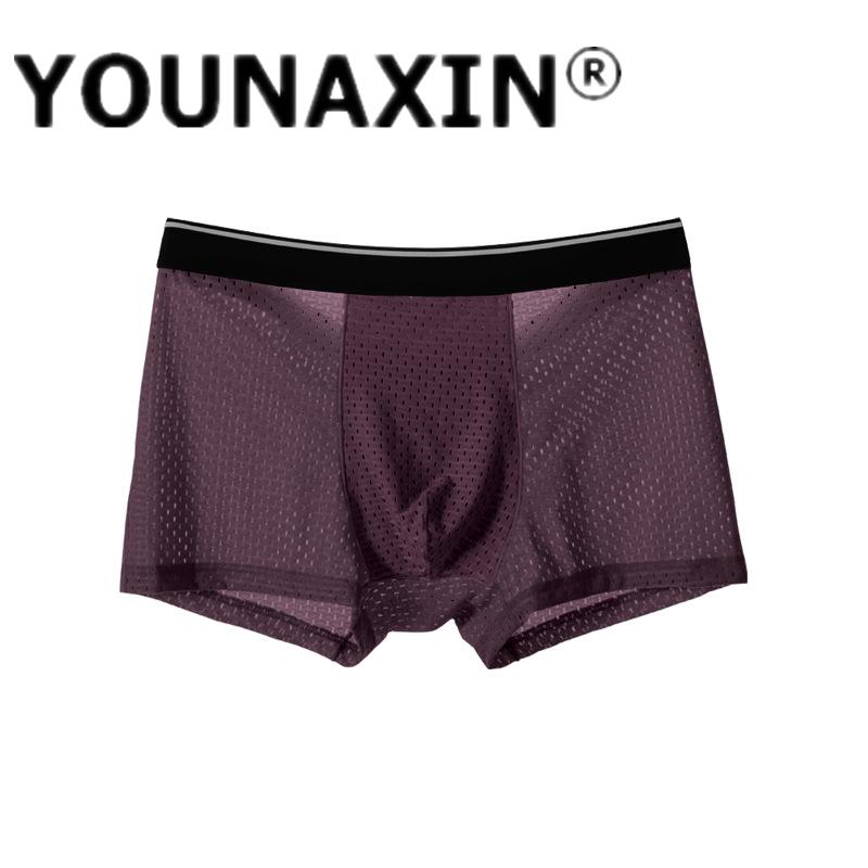 Men's Sexy Underwear Big Size Mesh Ice Silk Breathable Boy Boxer Briefs Shorts Homme Large Undies L XL 2XL 3XL 4XL 5XL
