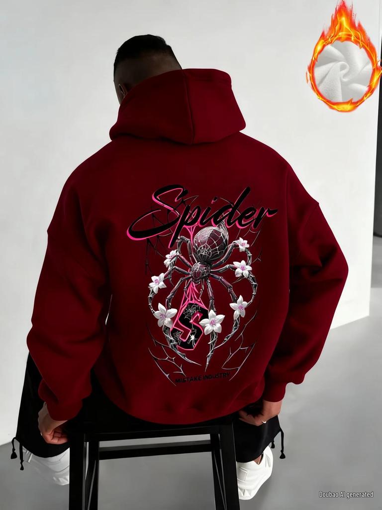 2025 Men's Spiderweb Graphic Sport Pullover Hoodie Sweatshirt