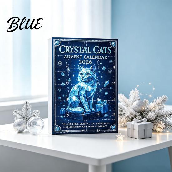 Decoración Festiva de Invierno para el Hogar 2026 Calendario de Adviento Navideño Caja Sorpresa Incluye 24 Gatos de Cristal Relleno Único para Calcetines para Niños Adornos Colgantes Acrílicos
