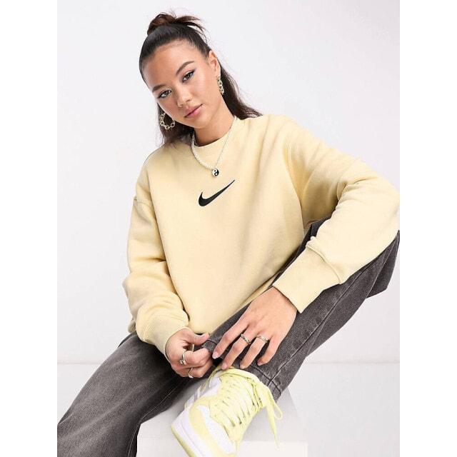

Флисовая толстовка миди с логотипом Nike светло-ванильного цвета