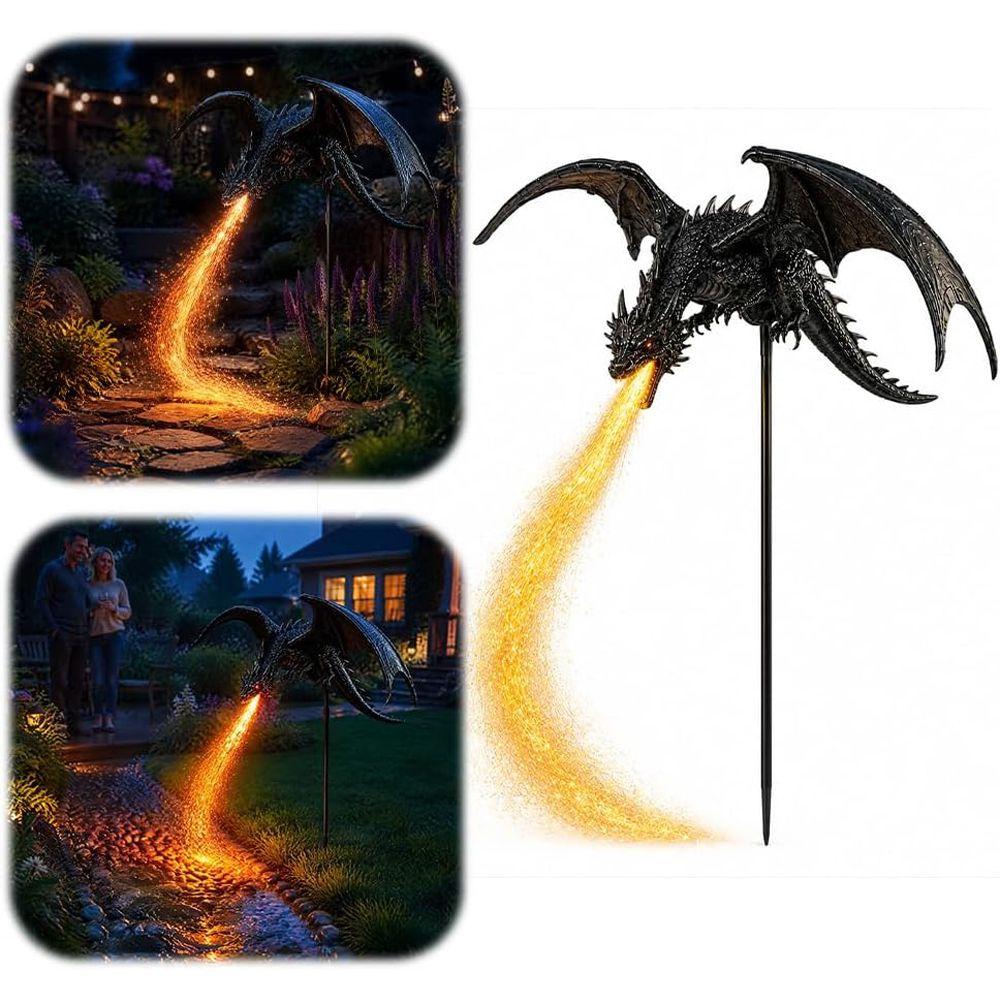 Waterproof Solar Dragon Fire Garden Light Resin Solar Garden Light for Lawn Yard Patio Decor