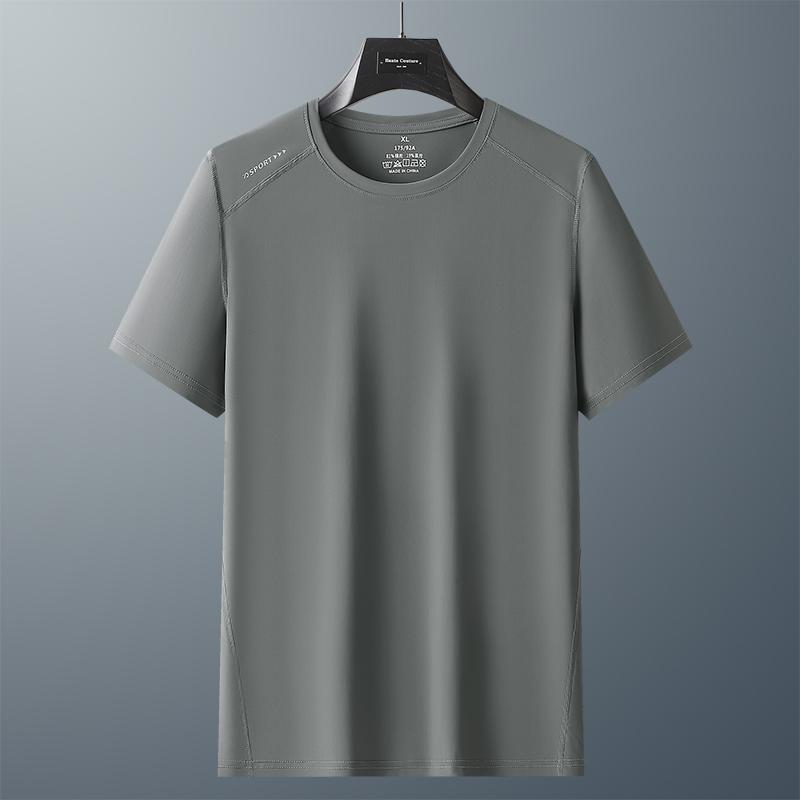 Large Size Ice Silk Loose Breathable Casual T-shirt Men's Outdoor Casual Sports Quick-drying Short Sleeves