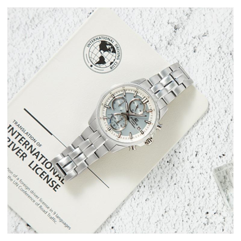Casio EDIFICE Series Solar Waterproof Sapphire Mirror Quartz Movement Steel Strap Japanese and Korean Watch Men's Watch Silver Dial EFB-610SBD-7AVUPR