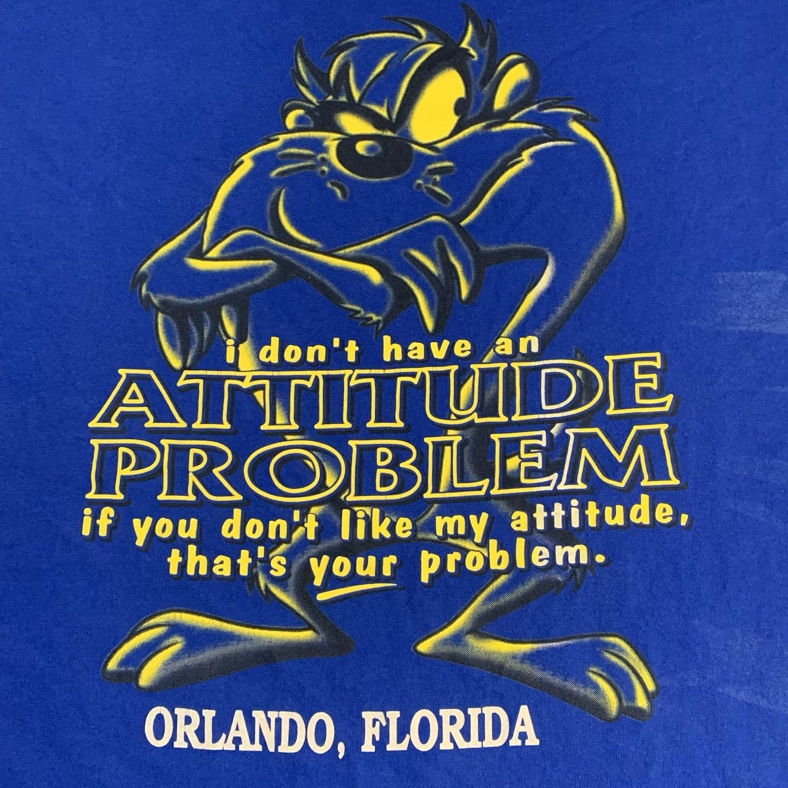 Looney Tunes XL Blue Short Sleeve Graphic T Shirt Taz Funny Quote VTG 90s S