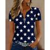 Women's Polo Shirt with Fashionable Zipper and Geometric Design, Suitable for Daily Casual Wear