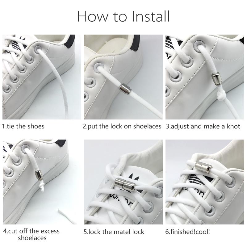 Elastic No Tie Shoelaces Semicircle Shoe Laces for Kids and Adult Sneakers Shoelace Quick Lazy Metal Lock Laces Shoe Strings