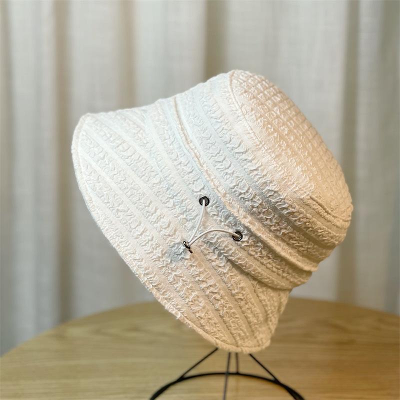 Hat Drawstring Fisherman Womens Pleated Basin Hat Fashion Shade Face Hat Bucket