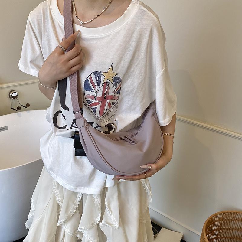 Casual simple dumpling bag nylon canvas bag female messenger bag versatile breast bag lightweight underarm bag