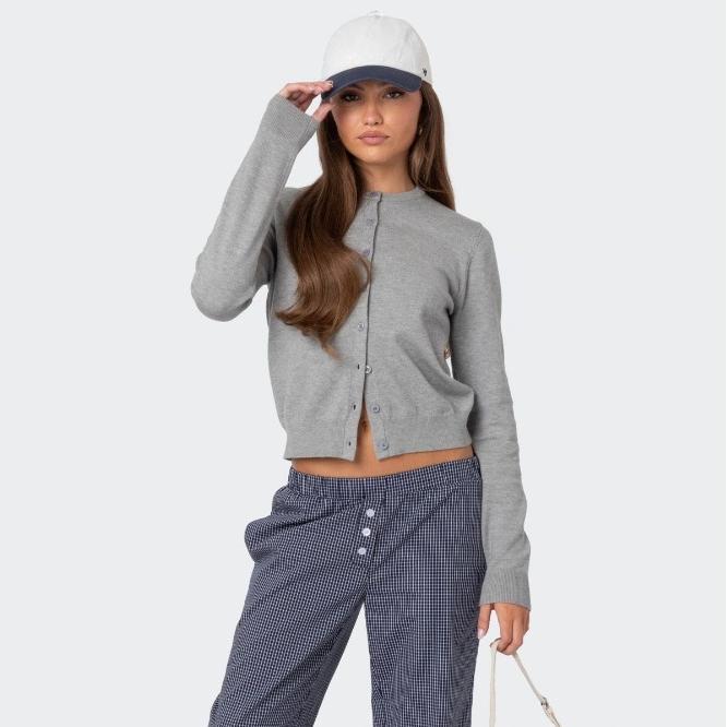 VAYLA Women's Autumn Sweater Cardigan Casual Solid Color Long Sleeve O Neck Button Up Knitwear Y2K Vintage Streetwear