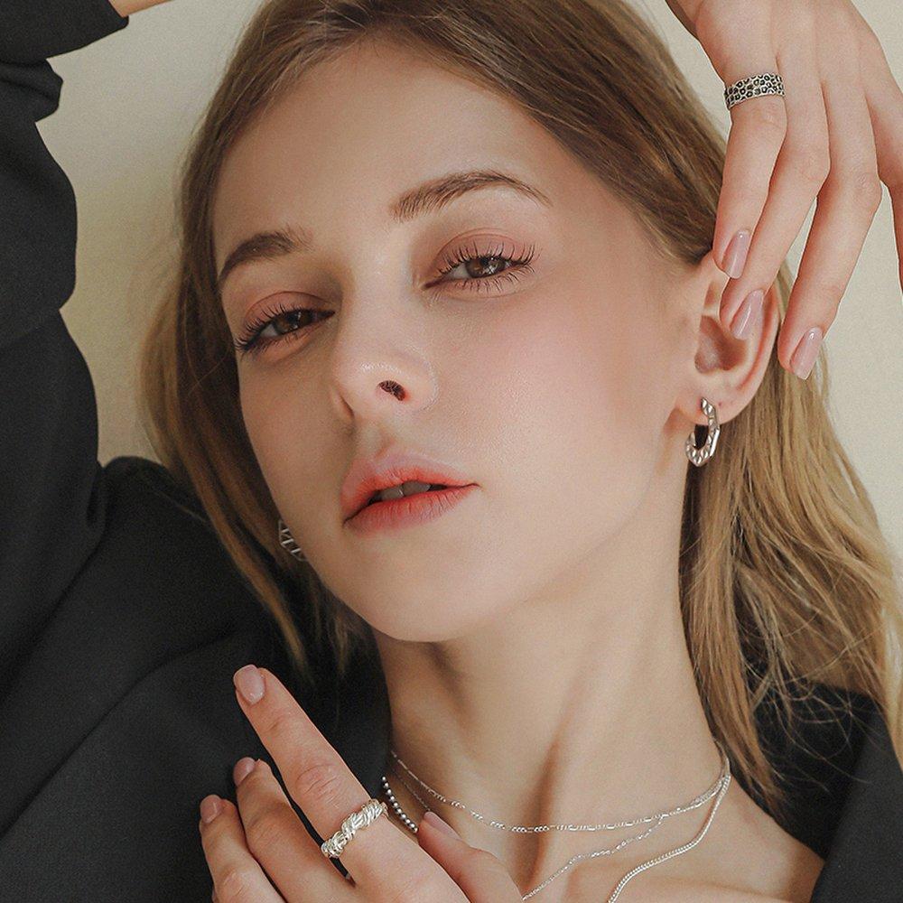 J.Lauren Silver Hexagon Silver Hoop Earrings M03628