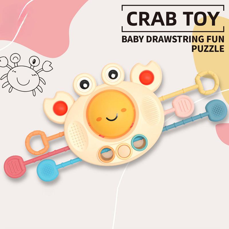 Crab Toy Kids Montessori Sensory Development Educational Toys Pull String Finger Grasp Training Early Learning Toy Teething