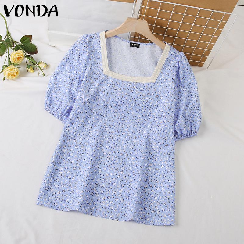 

Летние женские топы VONDA с ​​квадратным вырезом и цветочным принтом