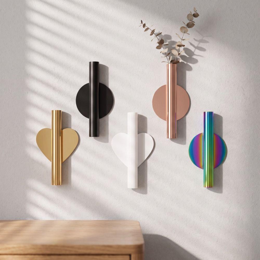 Self Adhesive Wall Mounted Vase DIY Hanging Vase Floral Bouquets Holder Flower Holder Home Decor
