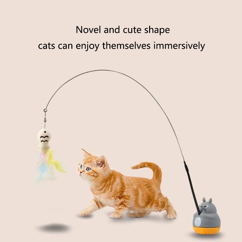 New cat funny cat stick steel wire long pole feather cute cat toy kitten fishing rotating self-pleasure relief pet toy