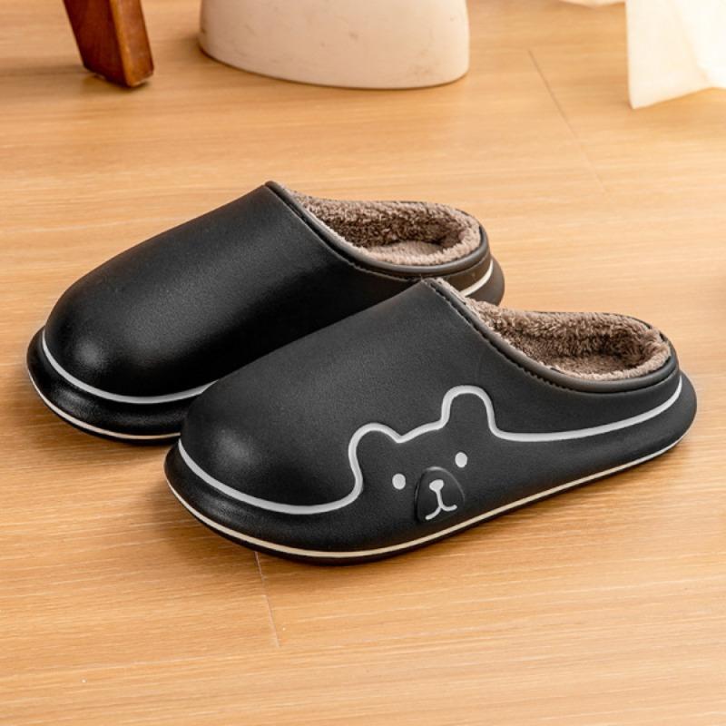 Autumn and winter fashion waterproof cotton shoes women wear versatile non-slip velvet thick-soled warm couple home cotton slippers men