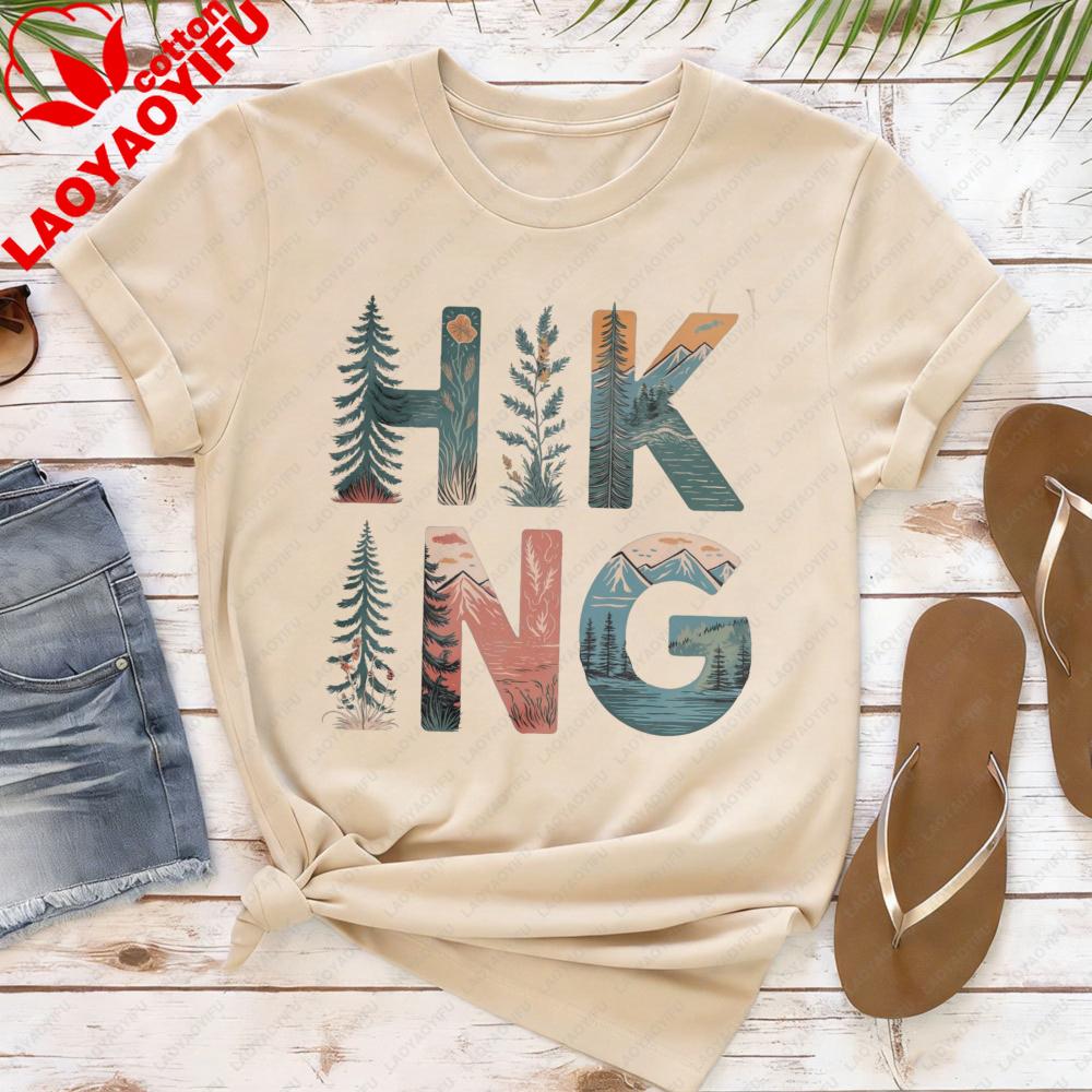 Hiking TShirt Creative Design Retro Nature Shirt Outdoorsy Hiker TShirt Camping Graphic Tee Trendy Hiking Women Casual Apparel