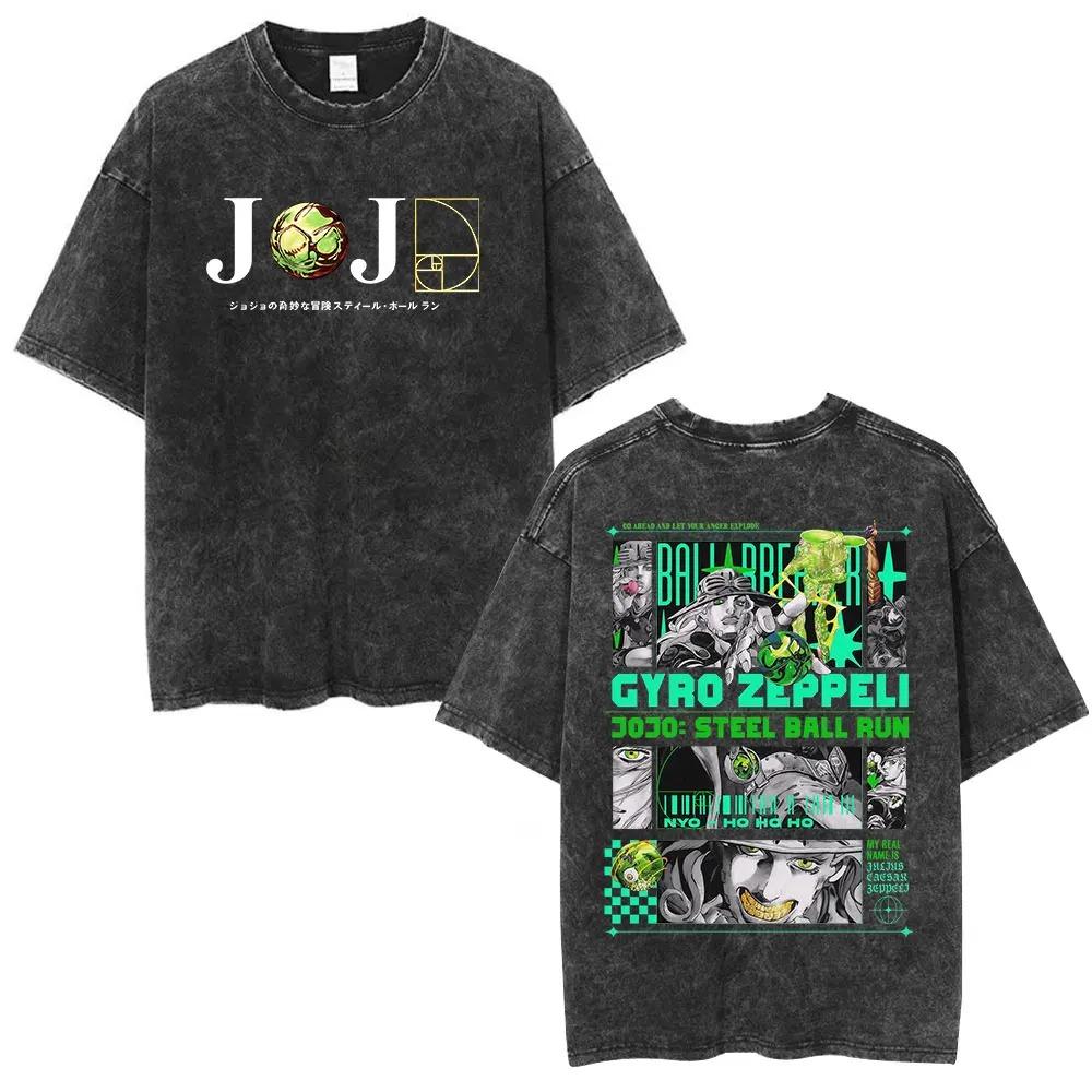2026 Anime Le Bizzarre Avventure di JoJo Jotaro Kujo Vintage Lavaggio Acido Magliette Uomo Donna Cotone Casual Maniche Corte Magliette Streetwear
