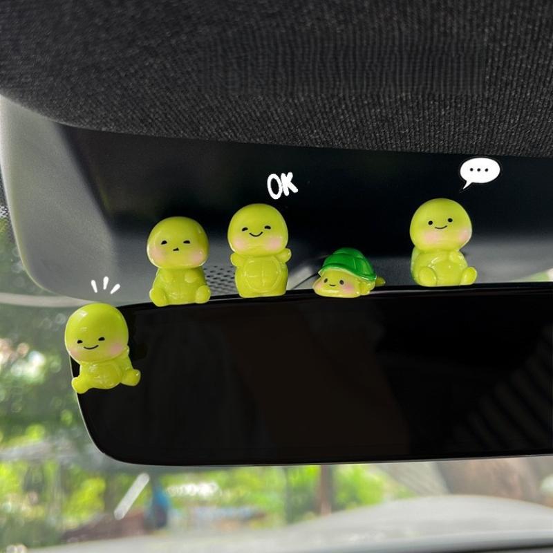 

5 шт. Прикраса на панель приладів автомобіля, Дзеркало заднього виду, Прикраса у вигляді черепахи, Мультяшні смоляні фігурки тварин, Міні-черепаха, Аксесуари для DIY