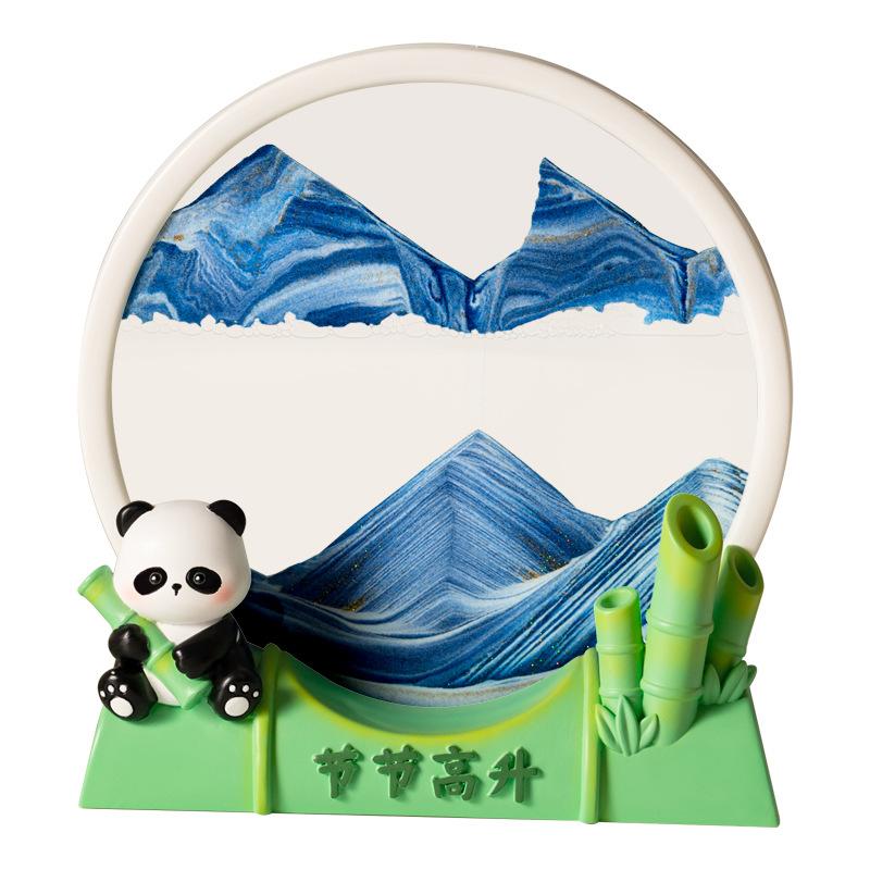 Uni-que Luxury Quicksand Painting Ornaments Anime Panda Living Nice Room Office Hourglass Decoration 3D 3piecedimensional Quicksand Painting