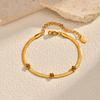 Women'S Fashion Stainless Steel Blade Chain Flower Bracelet 18K Gold Wind Jewelry Br-2746