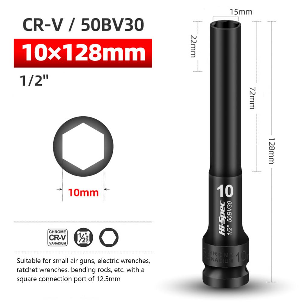 Clé à douille 1/2 tête hexagonale 8-24mm Adaptateur Clé Convertisseur Douille profonde Outils de retrait de pneu