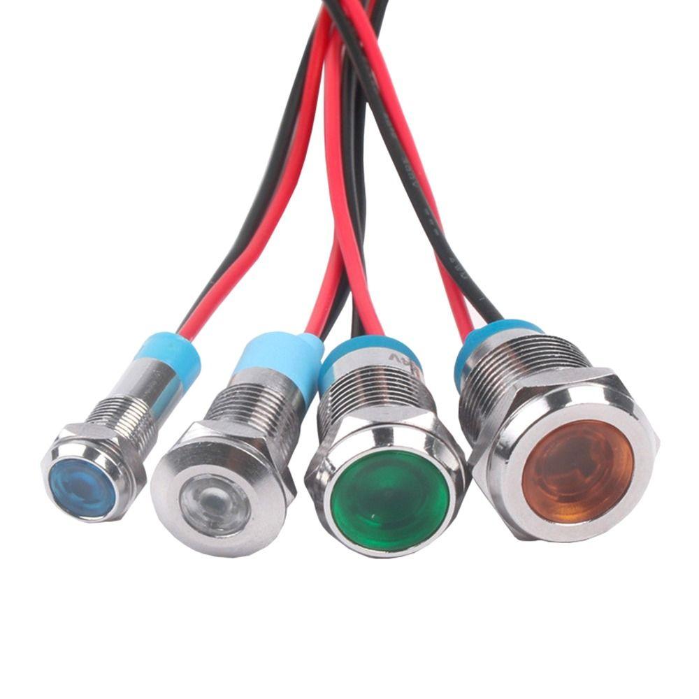Useful Red White 6V 12V 220V Panel Mount LED Indicator Pilot Light Pilot Wires Switch Signal Lamp