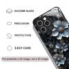 Elegante Custodia in Vetro Temperato con Motivo Fiore di Loto per iPhone 17 16 Pro Max 15 14 13 12 Mini 11 X XS MAX XR 7 8 Plus Cover