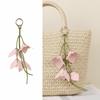 Pink Pu Leather Flower Pendant Tulip Bag Charm Lovely Pu Flower Keychain Men