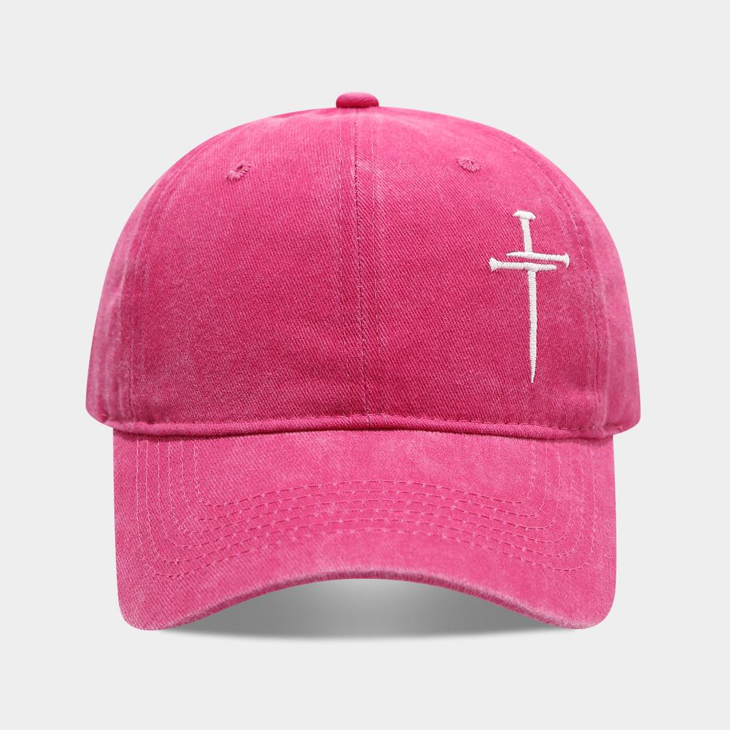 Cross Nail Baseball Cap for Men and Women's Fun Adjustable Soft Top Washed Old Cotton Hat Fashionable Personalized Cap