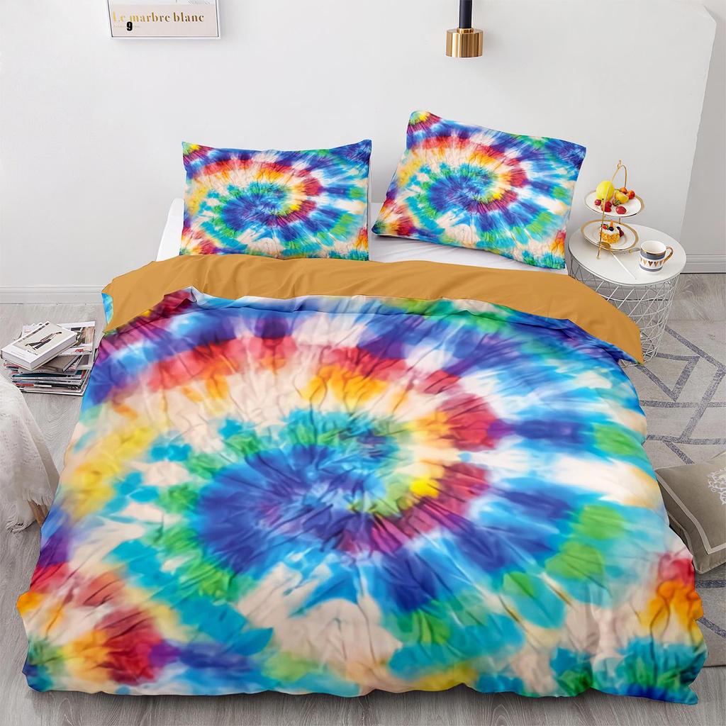 Digital Printing Three-Piece Rainbow Spiral Quilt Cover Size Quilt Cover 3D