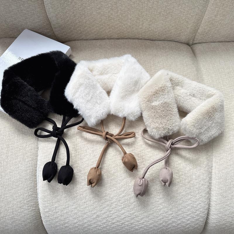 Women Soft Plush Scarf Winter Thicken Warm Faux Rabbit Fur Snood Scarves Outdoor Cold-Proof Neck Collar Neckerchief