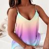 V-neck Bez rękawów Pasek z łańcuszkiem Kamizelka damska Sexy Tie-dye Print Loose Camisole Top Odzież damska