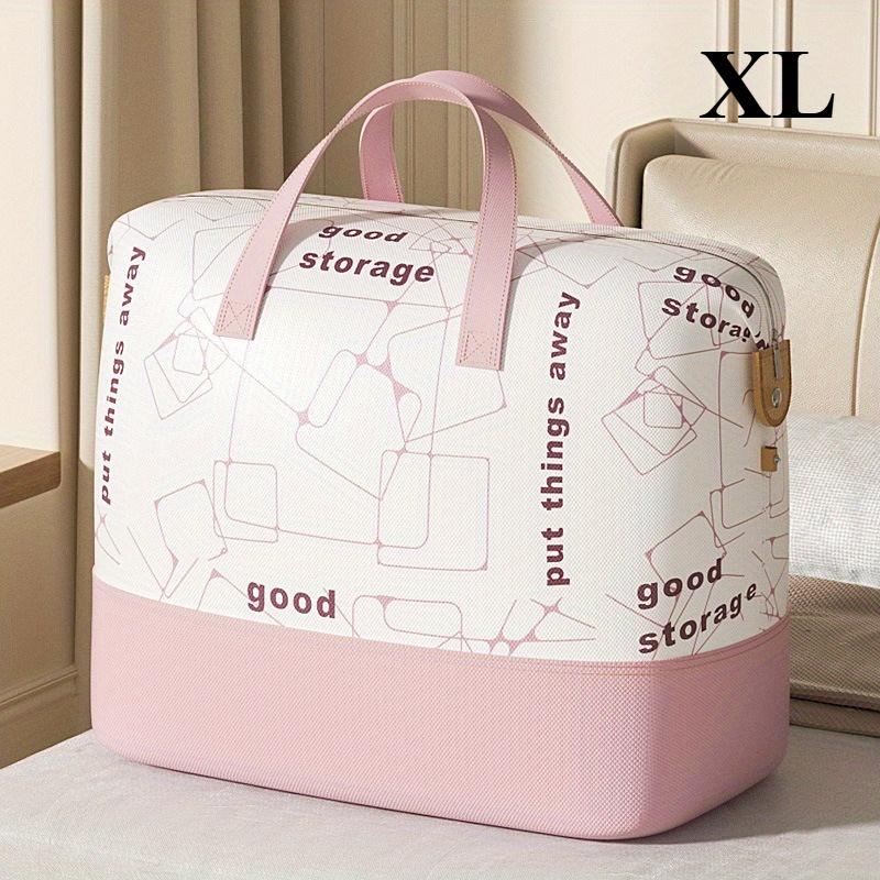

Household Large Handle Clothes Storage Bag Organizer with Reinforced Handle for Blanket Comforters Bed Sheets Pillows Toy XL розовый