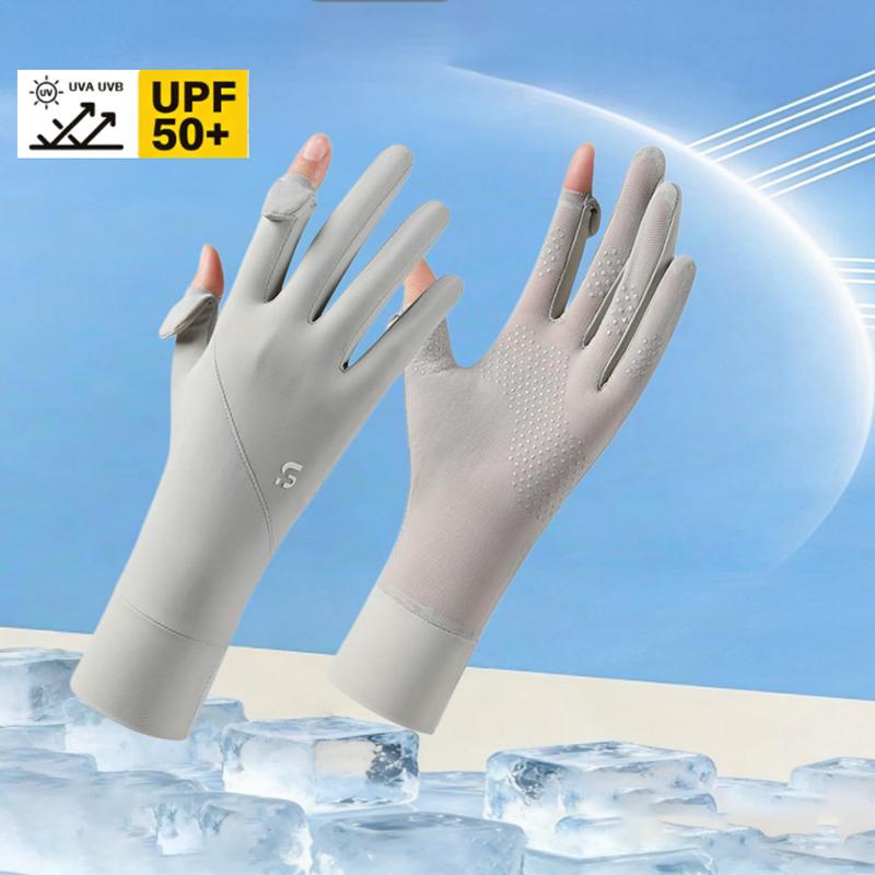 UV Protection Gloves Ice Silk Driving Summer Cycling Flip-Top Touchscreen Anti-Slip Breathable Mesh Long Stretchable Sun Gloves