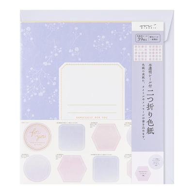 Midori Message Colored 39 1 Envelope 33297006 Card, Shikishi, Bi-fold, Stickers, Included, Purple,