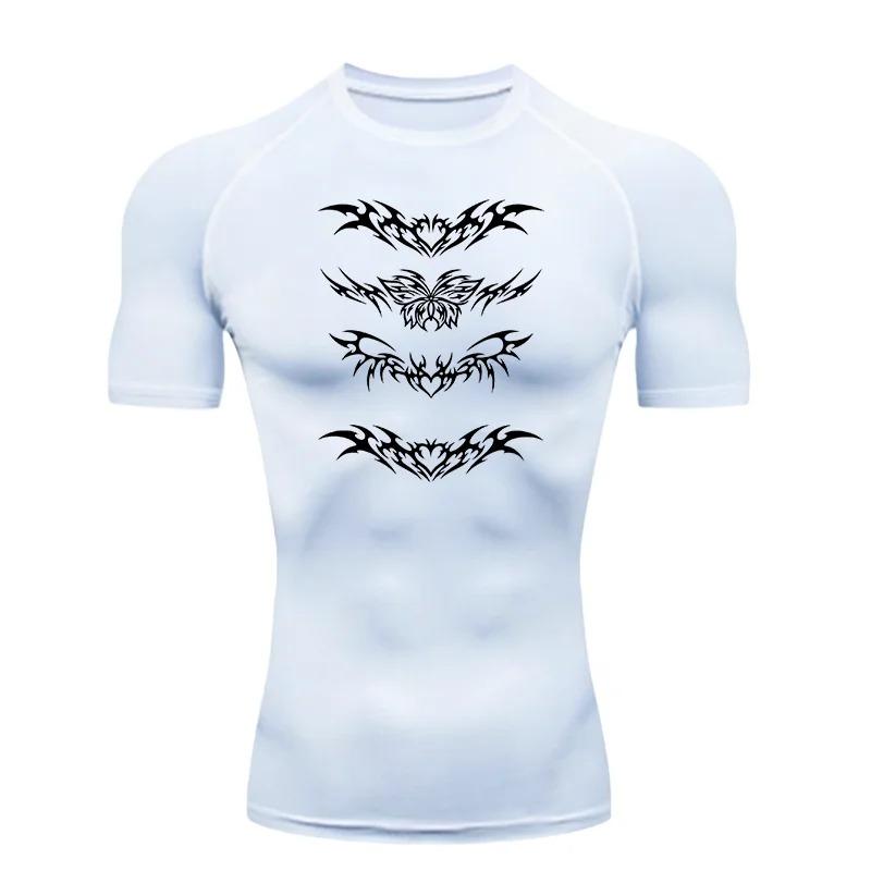 Men's Sports Training Summer fitness suit Breathable Compression Running  Rashgard Tops Tee Quick Dry Short Sleeve T-Shirt