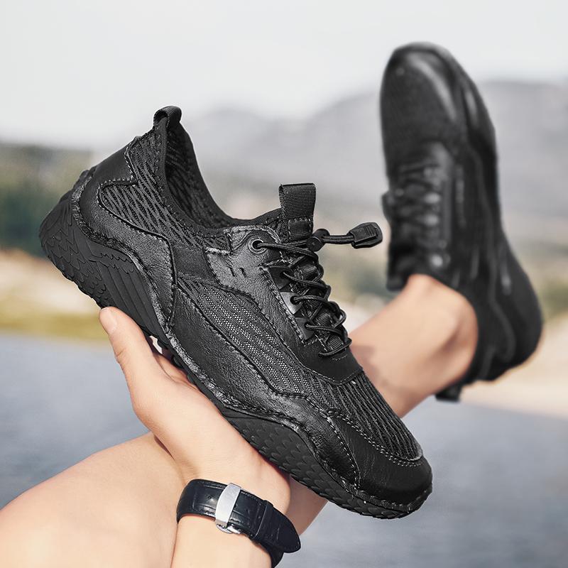 Men’s Outdoor Hiking Shoes Grey Driving Shoes Khaki Casual Slip on Summer Black Mesh Shoes Plus Size 45 46