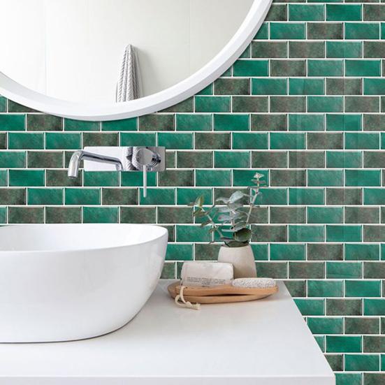 Removable Bathroom Wall Tiles Self-Adhesive PVC Tile Stickers, Waterproof Mosaic Pattern Decals for Kitchen Cover Defects Stickers Home Decor,