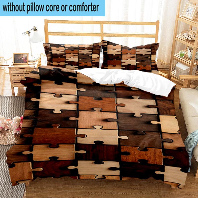 Abstract Puzzle Pattern 3pcs Bedding,Including 1pc Duvet Cover And 2pcs Pillowcases Perfect for Christmas,Ideal for Bedroom, Dormitory