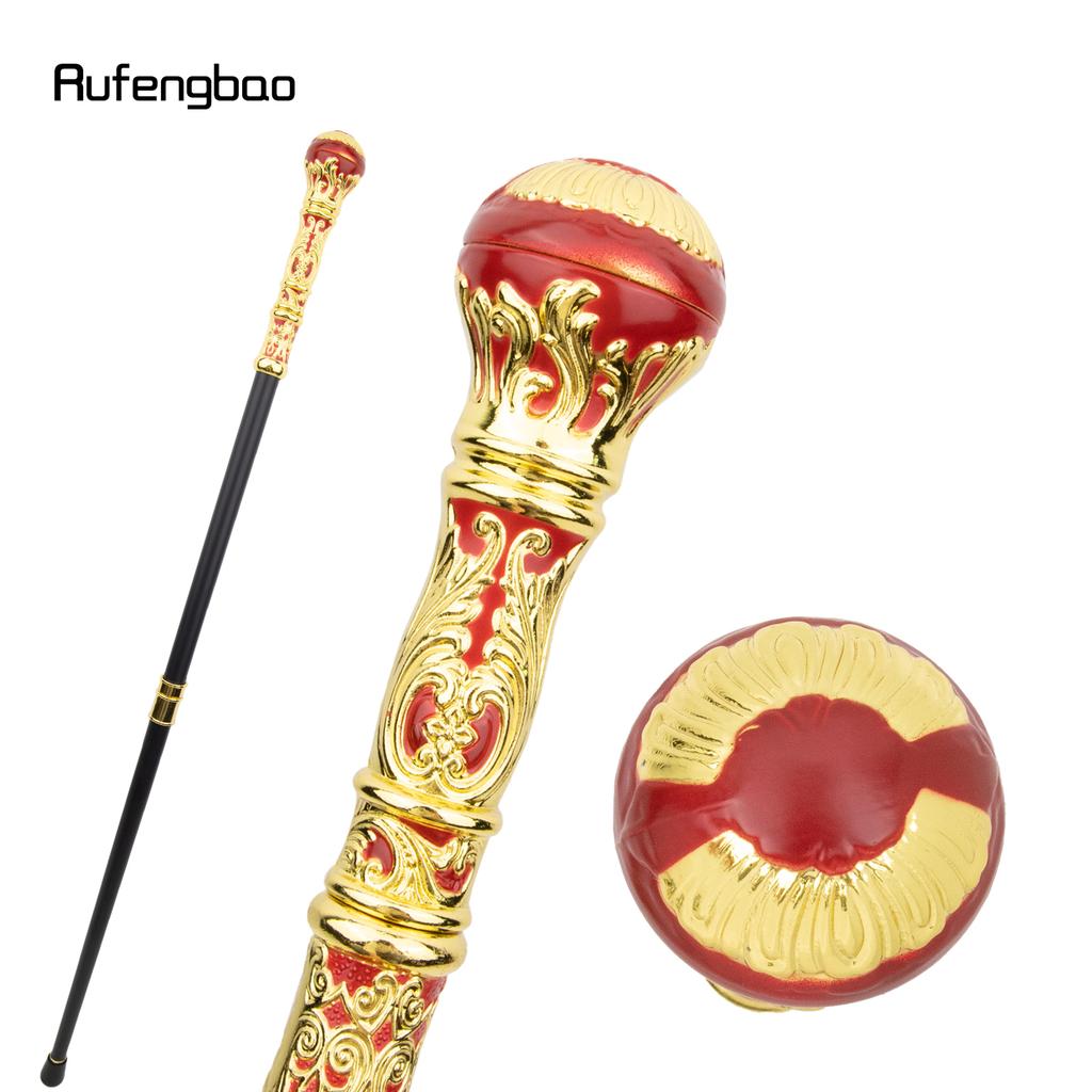 Golden Red Luxury Round Handle Fashion Stick for Party Decorative Walking Cane Elegant Crosier Knob Walking Stick 93cm