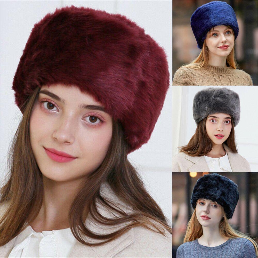 

Women Ladies Luxury Warm Thicken Fleece Ski Cap Plush Hat Faux Fur Hat