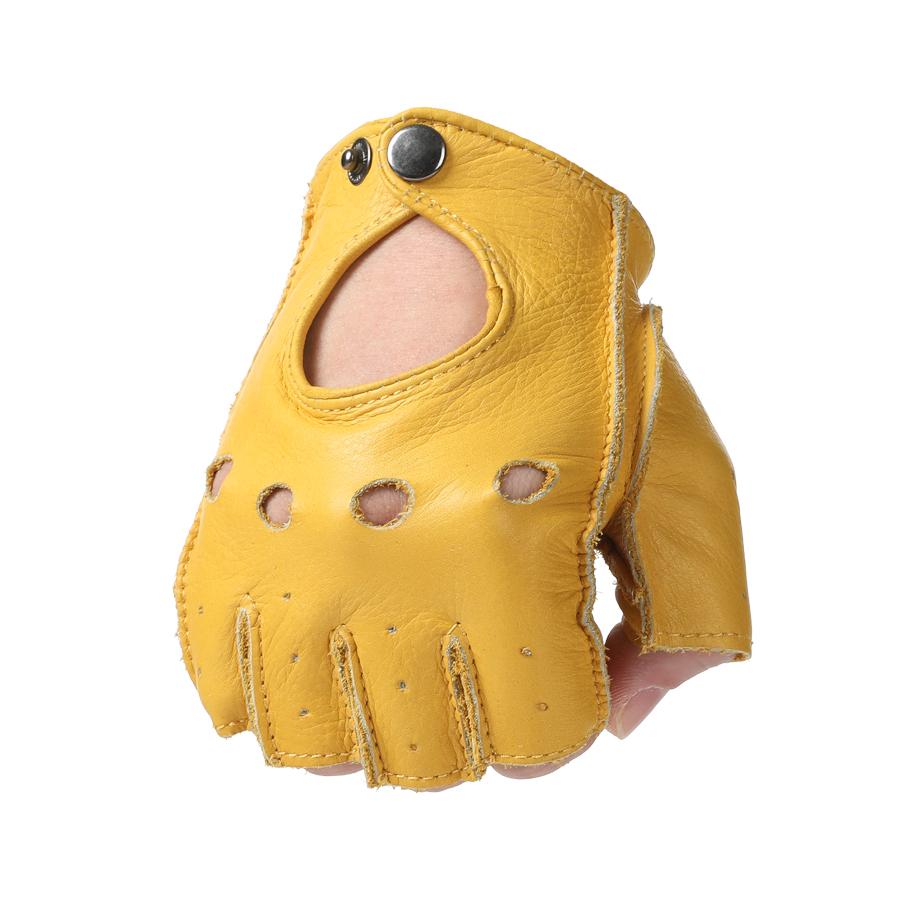 Retro Motorcycle Riding Cowhide Half Finger Men's Fitness Driving Leather Gloves Women's Style
